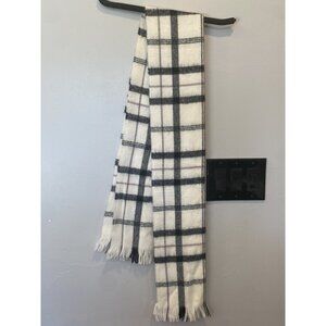 100% cashmere made in Scotland scarf white black gray 12x62